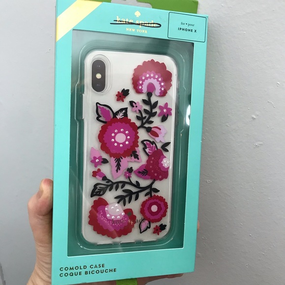 Kate Spade iphone X Case Floral NWT Barbie - Picture 1 of 2